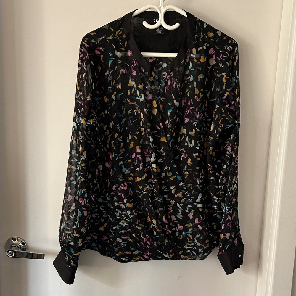 Like new Y2K flair DKNY Multicolor chiffon Blouse